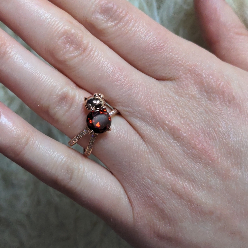 Fragrant jewels hello kitty rose gold ring red gem size 5